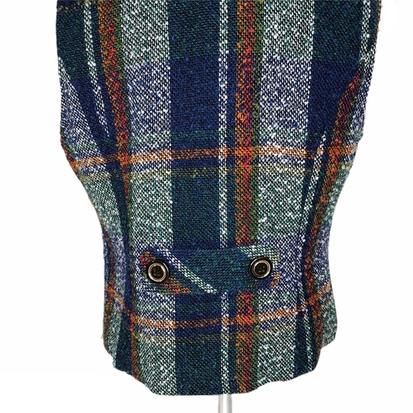 CAbi #908 Blue Plaid Wool Blend Dbl Breasted Vest - Picture 7 of 8